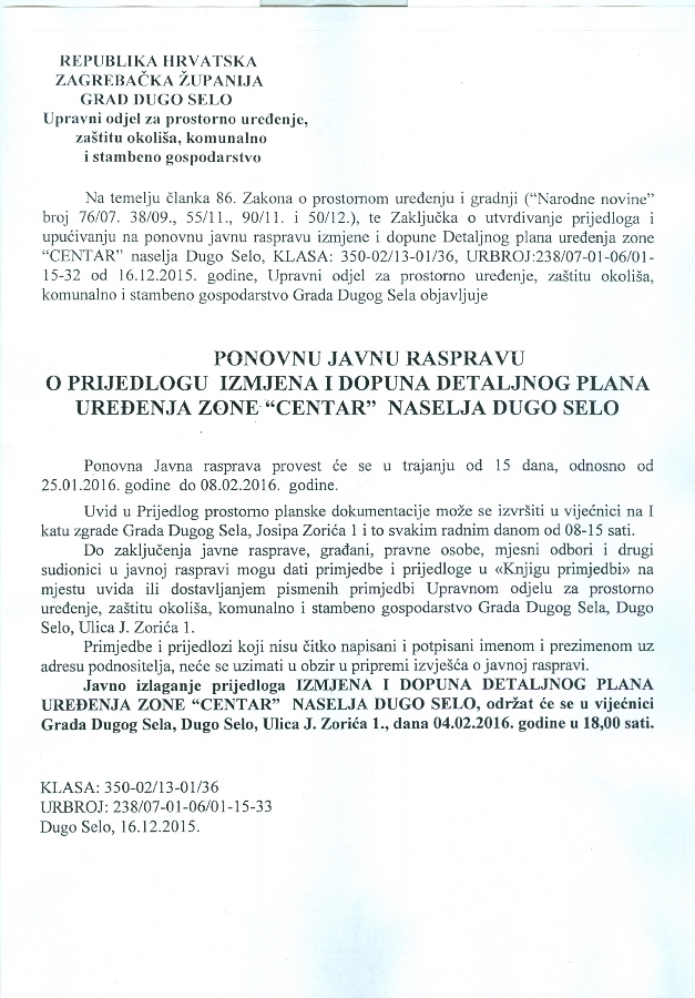 JAVNA RASPRAVA CENTAR